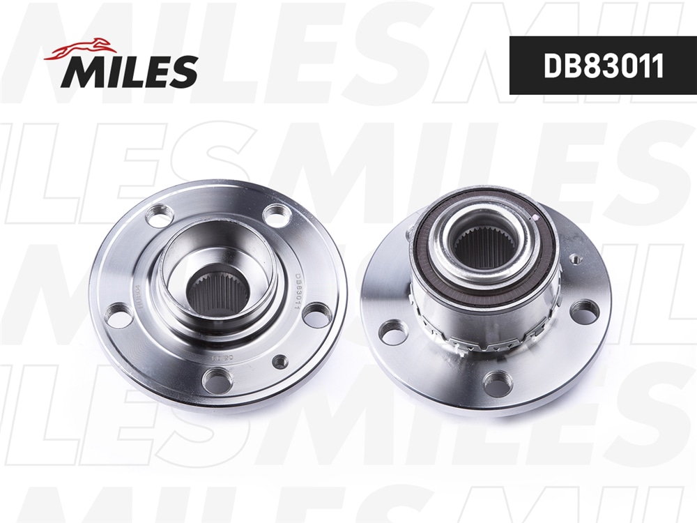 MILES DB83011 Ступица колеса передняя с подшипником VW POLO седан RUS, SKODA RAPID, FABIA II 99- (SKF VKBA3569) DB83011
