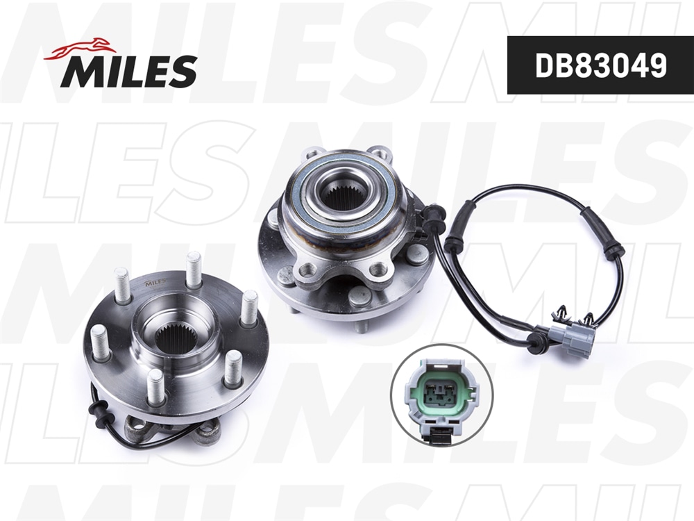 MILES DB83049 Ступица колеса передняя с подшипником NISSAN PATHFINDER/NAVARA 05- AWD (SKF VKBA6999) DB83049