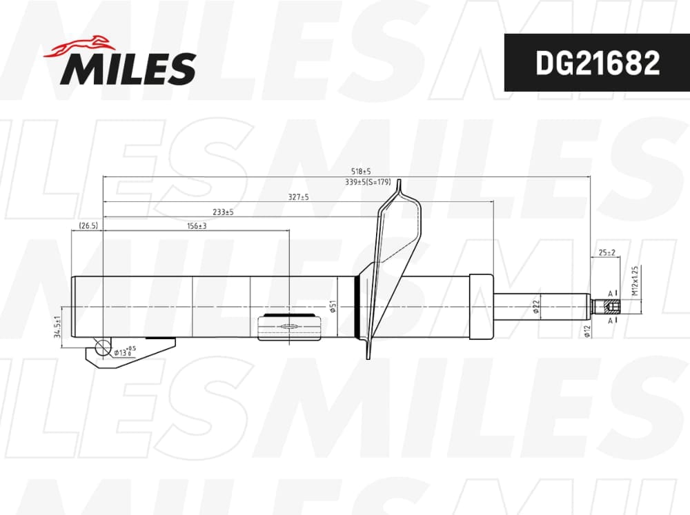 MILES DG21682 Амортизатор FORD TRANSIT CONNECT 02- пер.прав.газ.