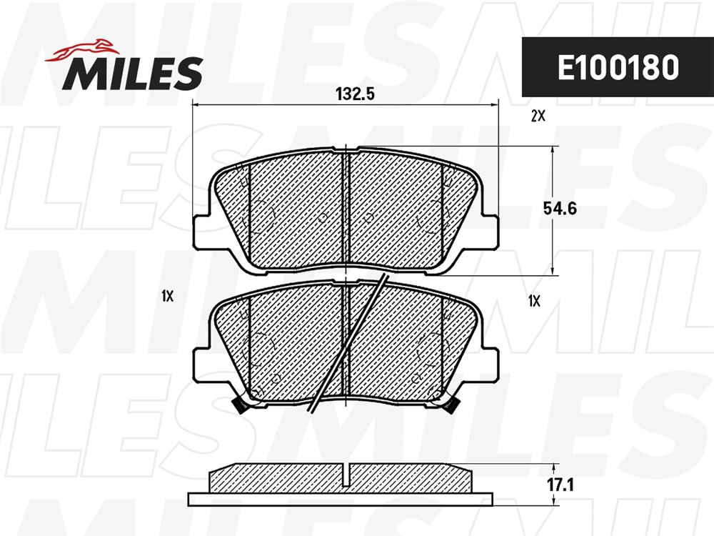 MILES E100180 Колодки тормозные передние (Смесь Semi-Metallic) GEELY ATLAS/ATLAS PRO/EMGRAND X7 E100180