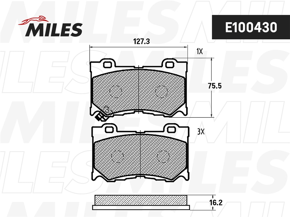 MILES E100430 Колодки тормозные INFINITI FX35/37/50 08-/GS35/37/25 06- пер. SemiMetallic