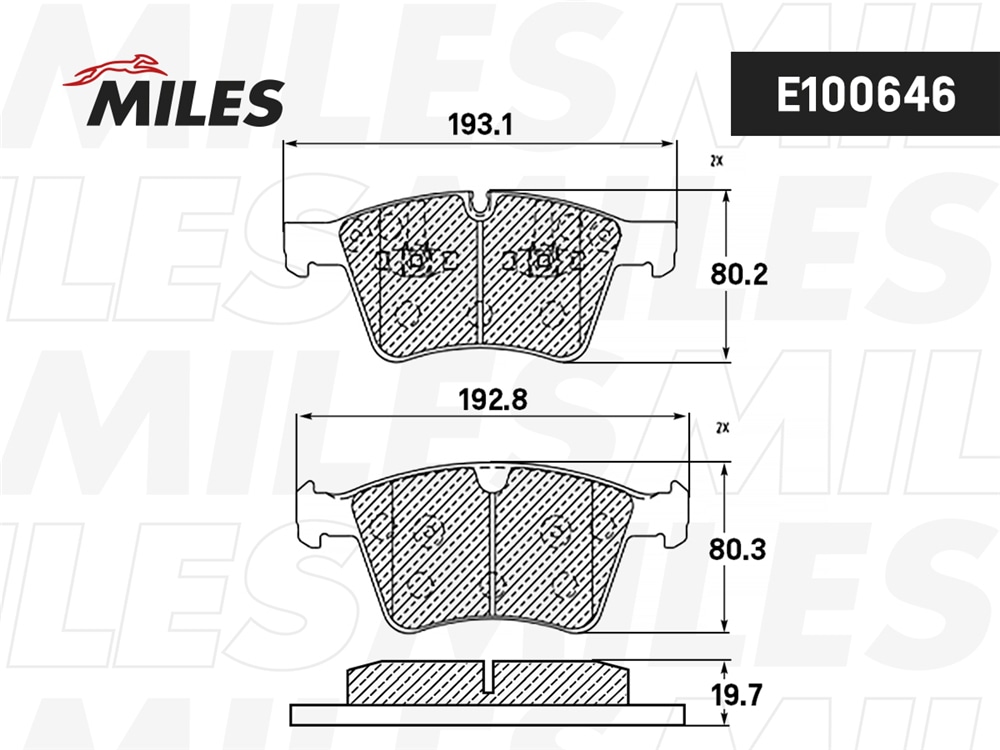 MILES E100646 Колодки тормозные передние (Смесь Semi-Metallic) MERCEDES GL X164 4.2-5.0/ML W164 5.0/R W241 5.0 (TRW GDB1797) E100646
