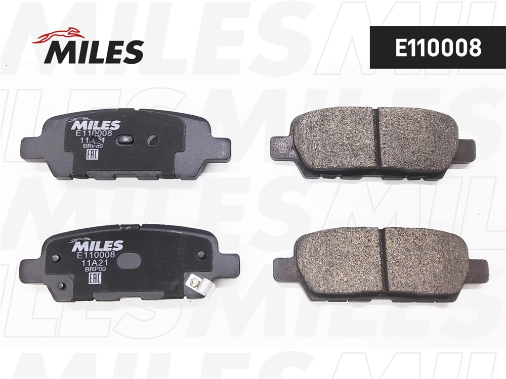 MILES E110008 Колодки тормозные задние (без датчика) (Смесь Semi-Metallic) (INFINITI EX, FX, G, M, NISSAN QASHQAI, MURANO (Z50, Z51)) (TRW GDB3294) E110008