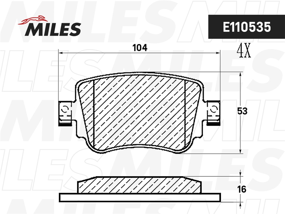 MILES E110535 Колодки тормозные задние (Смесь Semi-Metallic) SKODA OCTAVIA 12- (TRW GDB2042) E110535