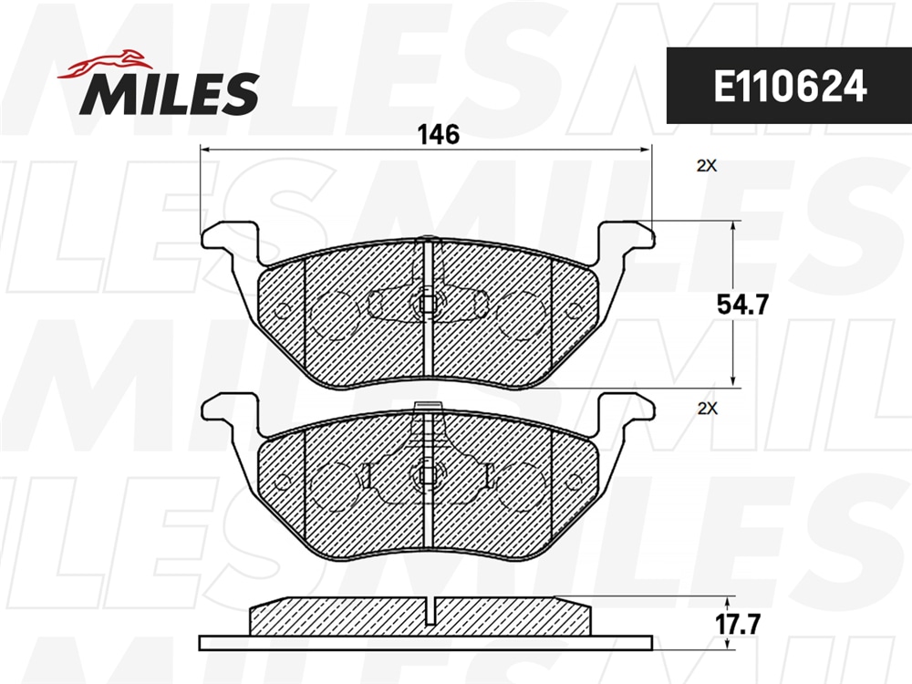 MILES E110624 Колодки тормозные задние (Смесь Semi-Metallic) FORD MAVERICK/MAZDA TRIBUTE 2.3-3.0 01- (TRW GDB1754) E110624