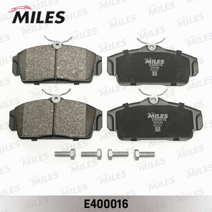 MILES E400016 Колодки тормозные передние (без датчика) (Смесь Low-Metallic) (NISSAN ALMERA N16, PRIMERA P11) (TRW GDB3168) E400016