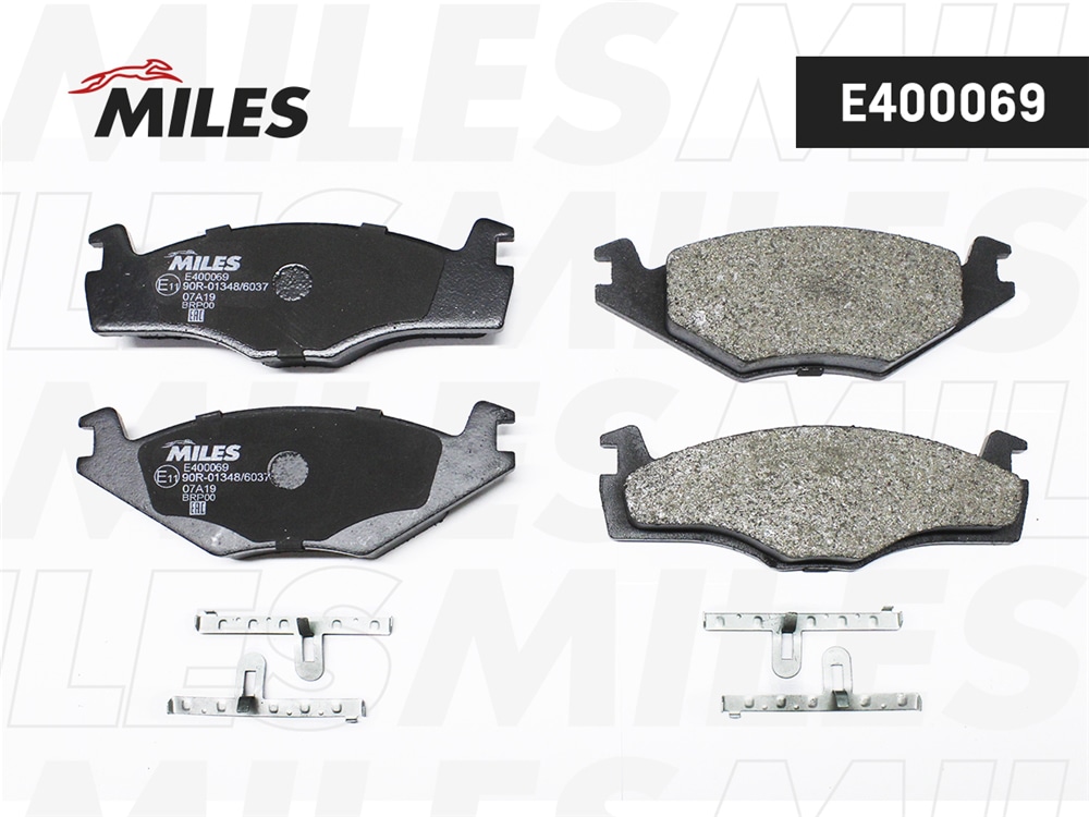 MILES E400069 Колодки тормозные передние (без датчика) (Смесь Low-Metallic) (VW Golf-II/III,Jetta-II,Passat-II/III) (TRW GDB454) E400069