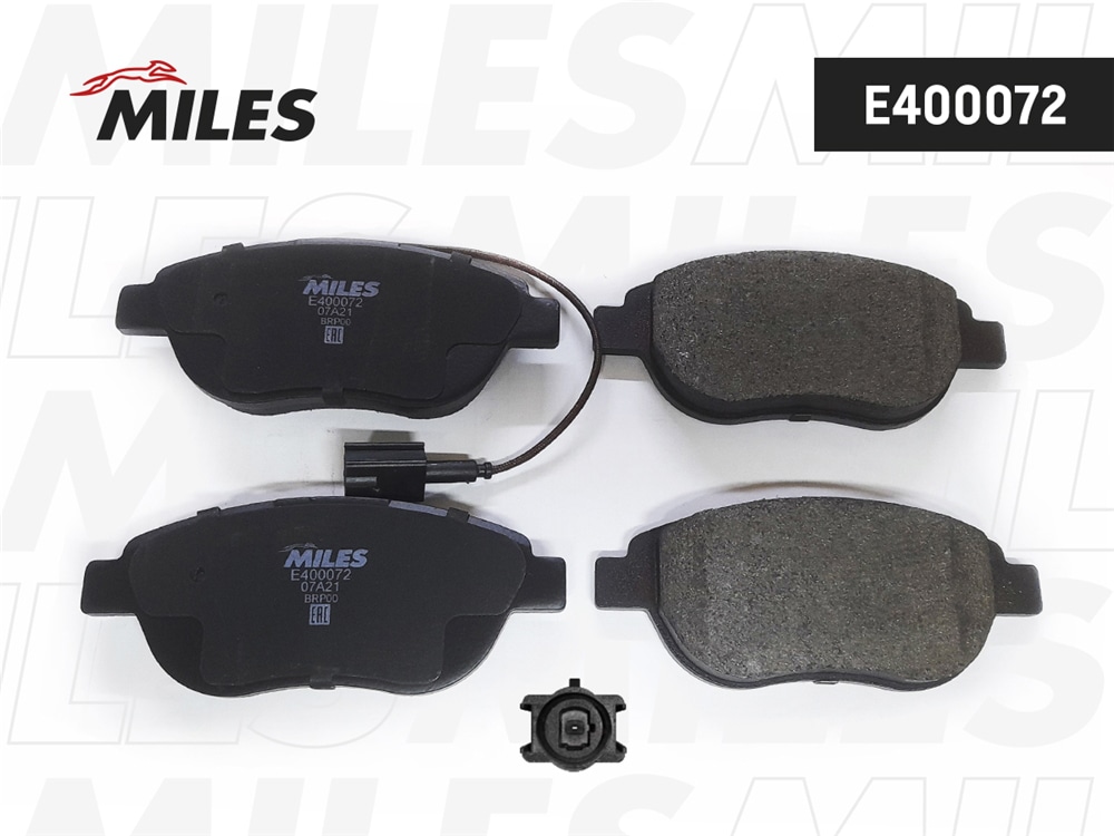MILES E400072 Колодки тормозные передние (с датчиком) (Смесь Low-Metallic)  FIAT 500 10-/PUNTO 08-/GM E400072