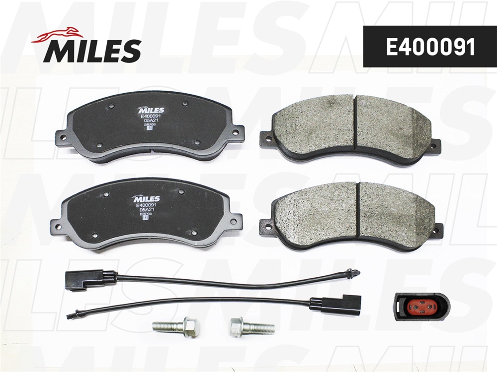 MILES E400091 Колодки тормозные передние (с датчиком) (Смесь Low-Metallic) FORD TRANSIT 330/350 06-/VW AMAROK 10- (TRW GDB1724) E400091