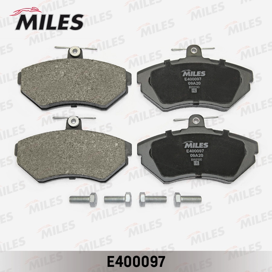 MILES E400097 Колодки тормозные передние (без датчика + болты) (Смесь Low-Metallic) AUDI A4 1.6/1.8/1.9D 9500/VOLKSWAGEN PASSAT 9700 (TRW GDB1266) E400097