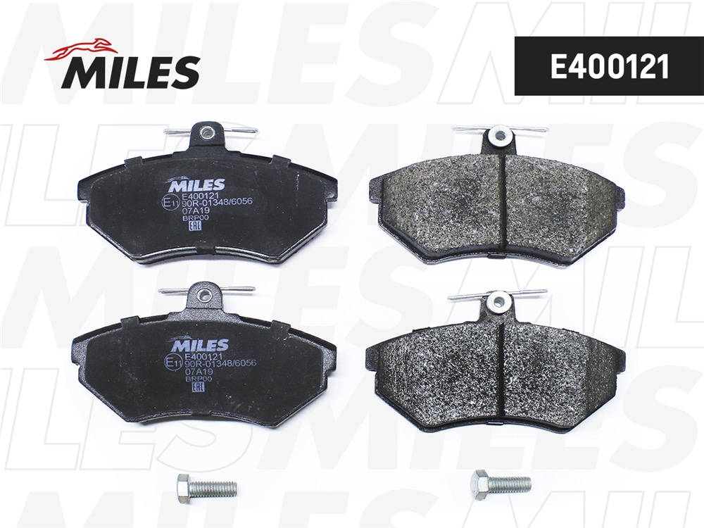 MILES E400121 Колодки тормозные передние (без датчика + болты) (Смесь Low-Metallic) VOLKSWAGEN G3 2.0/1.9D/PASSAT 2.0 92-97 (TRW GDB1048) E400121