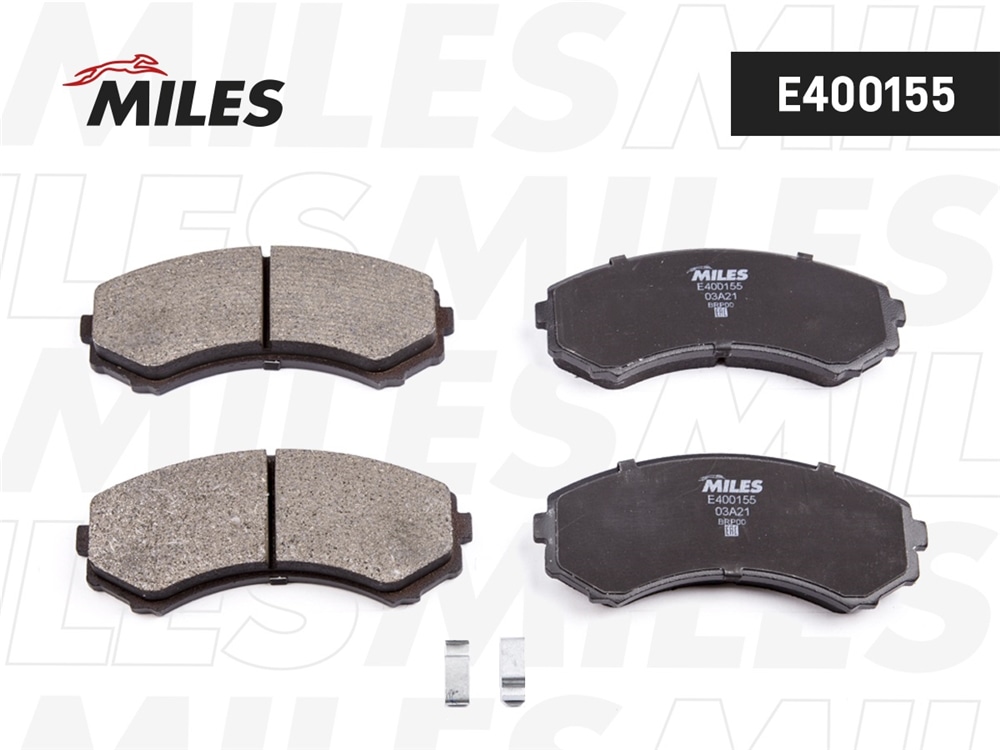 MILES E400155 Колодки тормозные передние (без датчика) (Смесь Low-Metallic) MITSUBISHI PAJERO III LONG WAGON 0006 3.5/2.5TD (TRW GDB3246) E400155