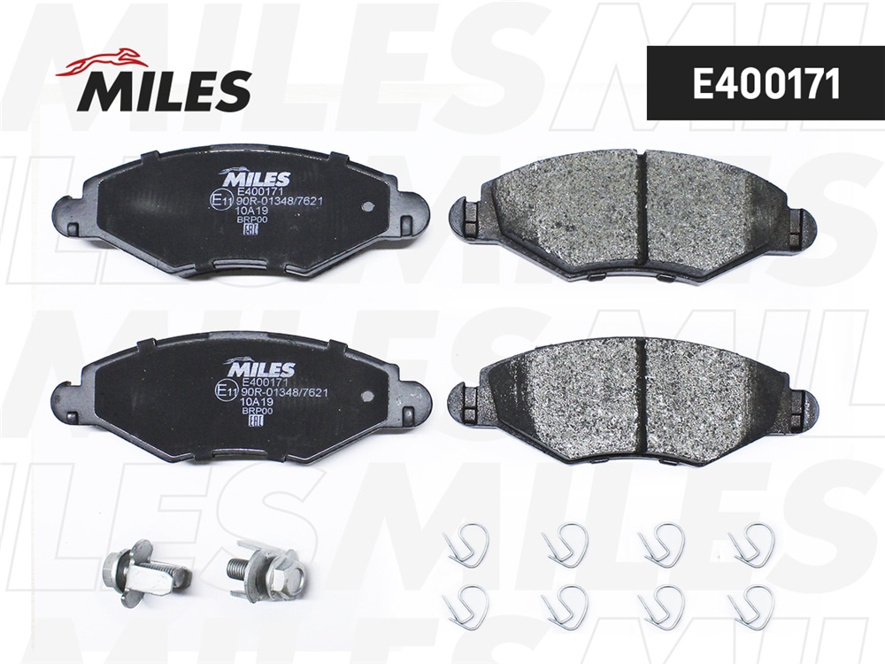 MILES E400171 Колодки тормозные передние (без датчика) (без ABS) (Смесь Low-Metallic) PEUGEOT 206/206SW 01 (TRW GDB1500) E400171