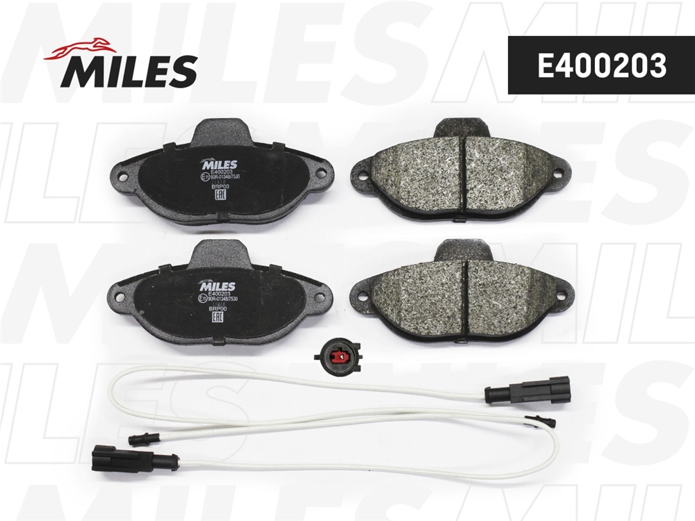 MILES E400203 Колодки тормозные передние (с датчиком) (Смесь Low-Metallic) (FIAT 500 (312) / FIAT PANDA (169)) (TRW GDB1115) E400203