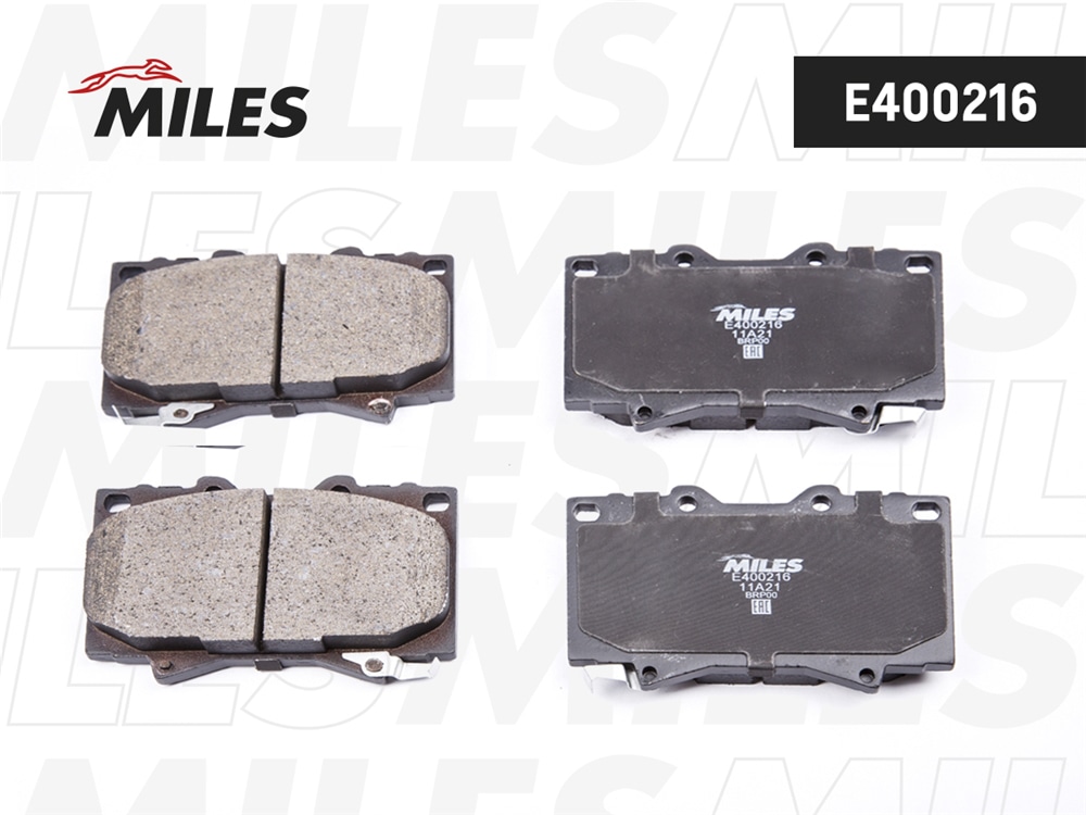 MILES E400216 Колодки тормозные передние (без датчика) (Смесь Low-Metallic) (TOYOTA LAND CRUISER 4.2D 9098/4.2D/4.7 98) (TRW GDB3197) E400216