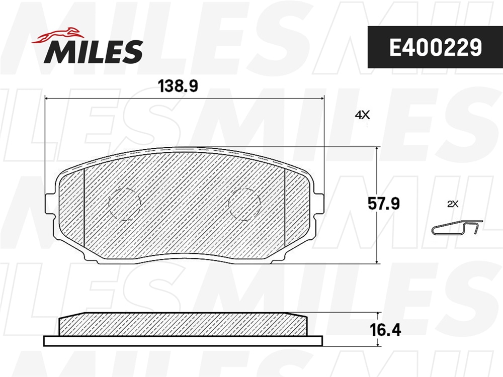 MILES E400229 Колодки тормозные передние (без датчика) (Смесь Low-Metallic) (MAZDA CX-7/CX-9 07-) (TRW GDB3471) E400229