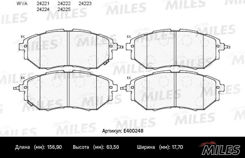 MILES E400248 Колодки тормозные SUBARU LEGACY/OUTBACK/TRIBECA 2.0-3.6 03- пер. LowMetallic
