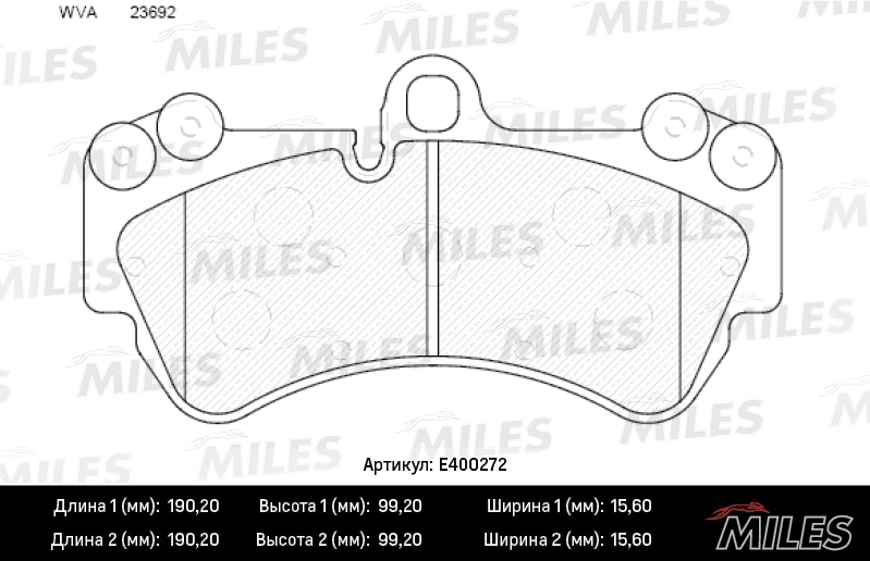 MILES E400272 Колодки тормозные передние (без датчика) (Смесь Low-Metallic) (VW TOUAREG 03/PORSCHE CAYENNE 03) (TRW GDB1547) E400272