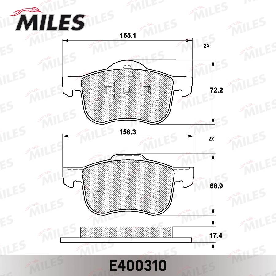 MILES E400310 Колодки тормозные VOLVO S60/S70/S80/V70/XC70 00- пер. LowMetallic