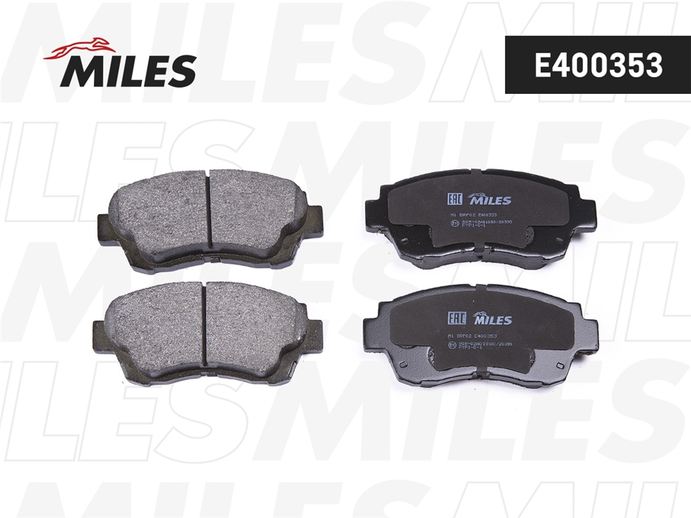 MILES E400353 Колодки тормозные передние (без датчика) (Смесь Low-Metallic) TOYOTA CAMRY 91-96/CELICA 2.0 93-99 E400353