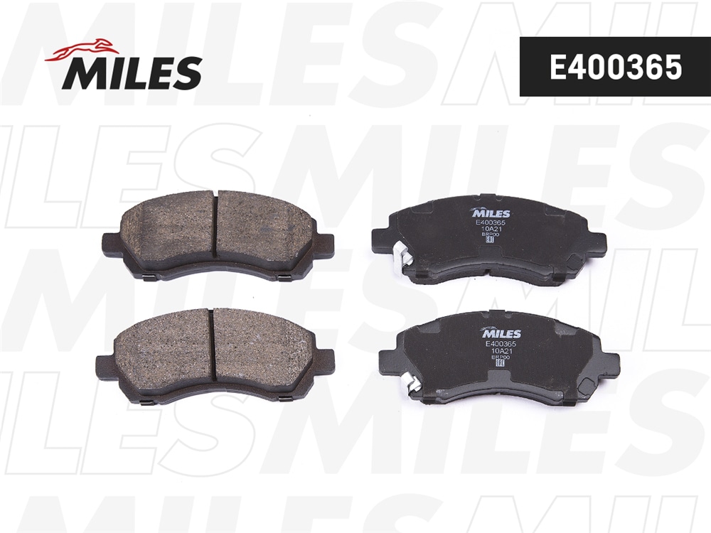 MILES E400365 Колодки тормозные передние (без датчика) (Смесь Low-Metallic) SUBARU IMPREZA 1.6-2.0 92-/LEGACY 2.0-2.5 92-00 (TRW GDB3205) E400365