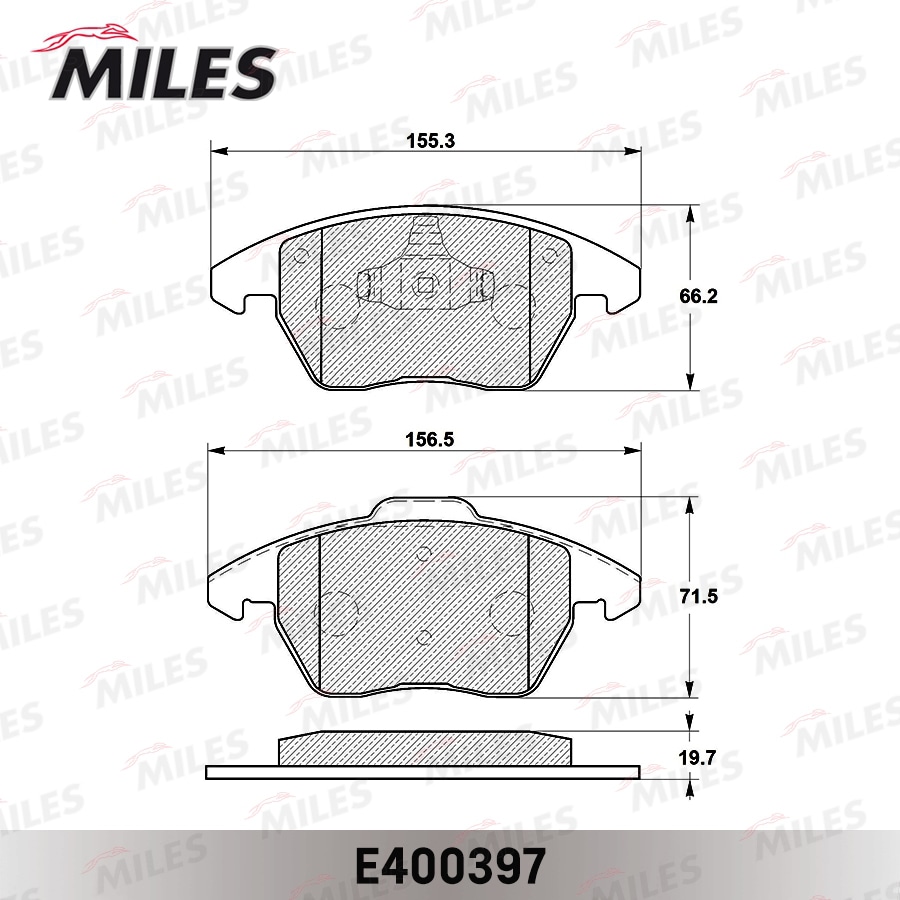 MILES E400397 Колодки тормозные передние (без датчика) (Смесь Low-Metallic) CITROEN C4/PEUGEOT 207/307/308 1.6-2.0 (TRW GDB1605) E400397