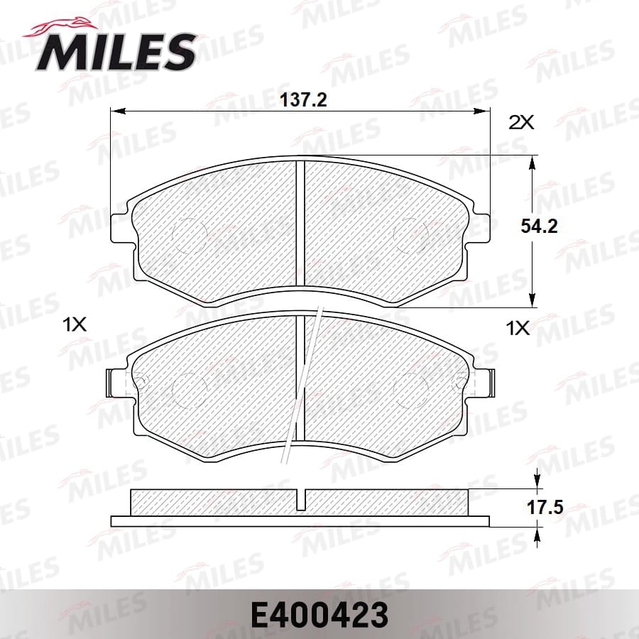 MILES E400423 Колодки тормозные HYUNDAI ELANTRA/MATRIX/SONATA/SSANGYONG REXTON пер. LowMetallic