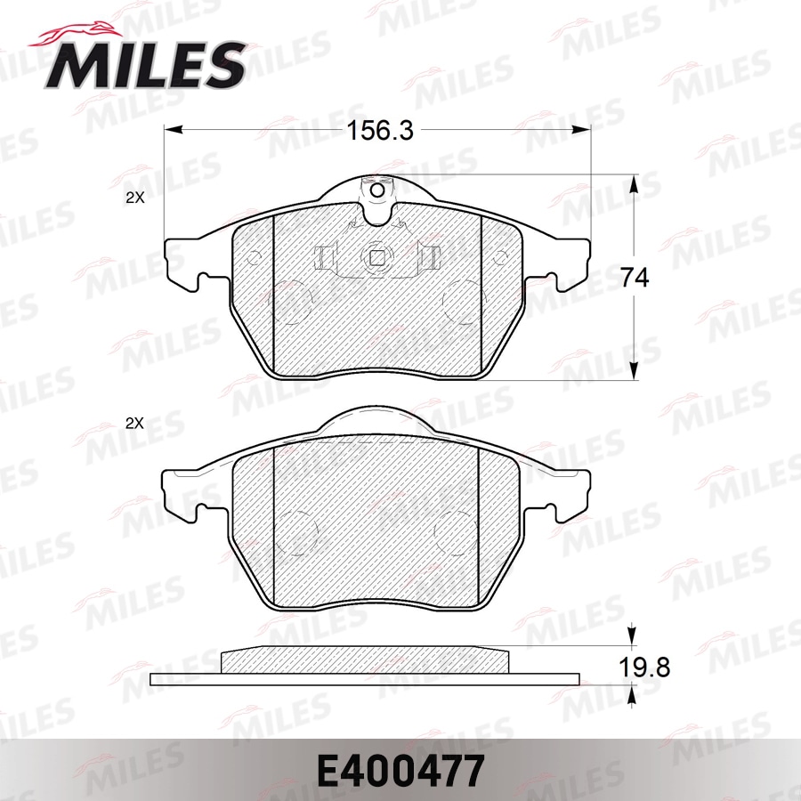 MILES E400477 Колодки тормозные передние (Смесь Low-Metallic) OPEL ASTRA G 2.0/VECTRA B/ZAFIRA A/SAAB 9-3/9-5 98 (TRW GDB1271) E400477