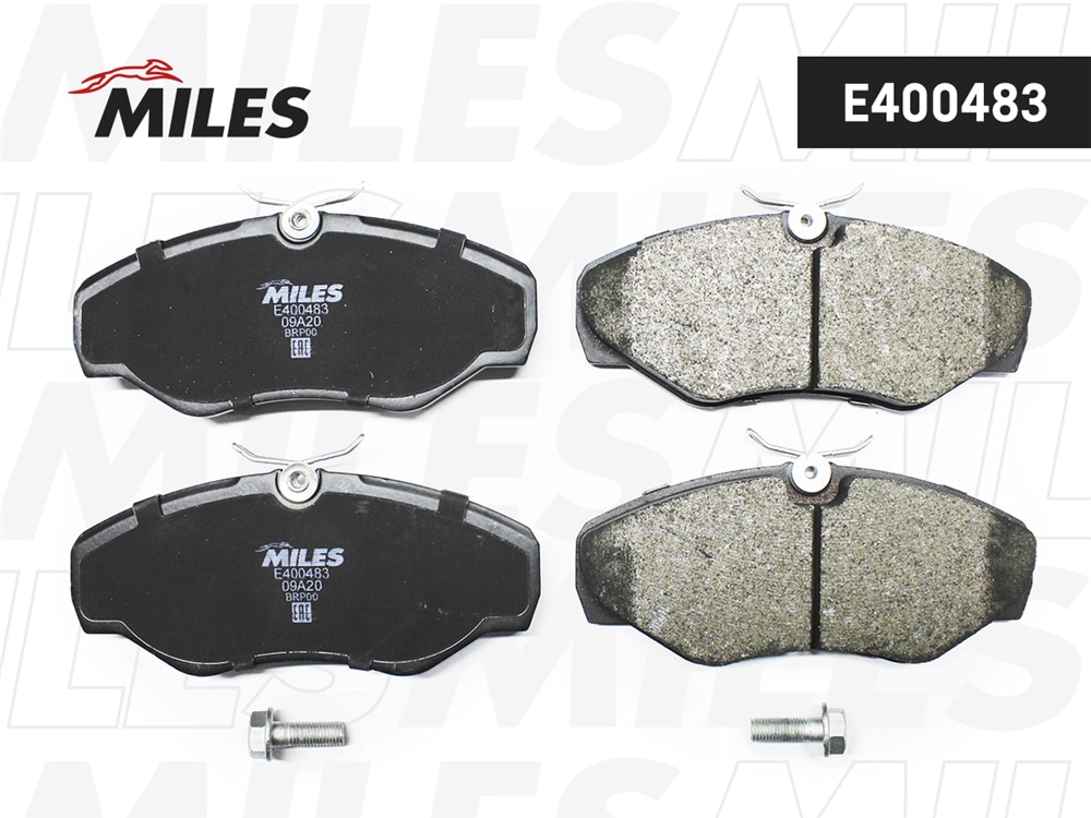 MILES E400483 Колодки тормозные передние (без датчика + болты) (Смесь Low-Metallic) OPEL VIVARO/RENAULT TRAFIC 01- (TRW GDB1478) E400483