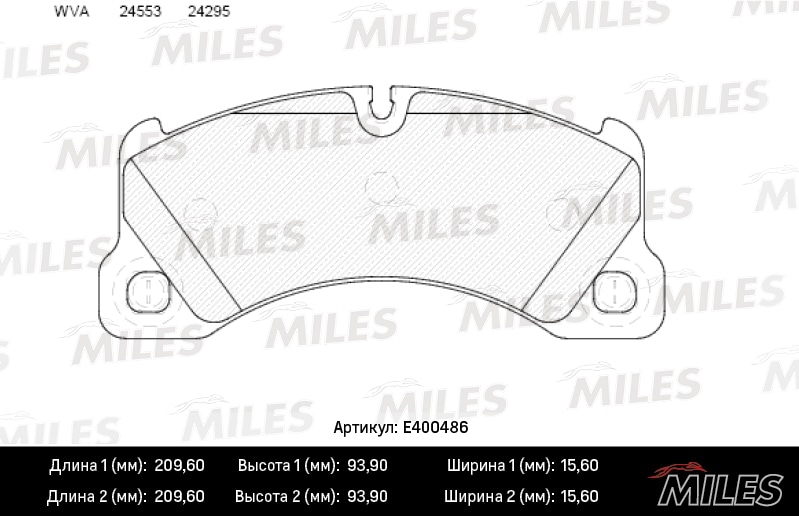 MILES E400486 Колодки тормозные передние (без датчика) (Смесь Low-Metallic) PORSCHE CAYENNE 07-08/VW TOUAREG (1LT/1LU) 03-10 (TRW GDB1774) E400486