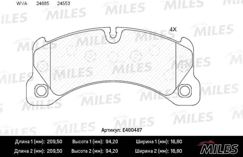 MILES E400487 Колодки тормозные PORSCHE CAYENNE 10- пер. LowMetallic
