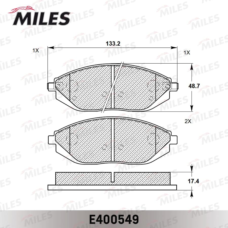 MILES E400549 Колодки тормозные передние (Смесь Low-Metallic) CHEVROLET SPARK 10- (TRW GDB4606) E400549