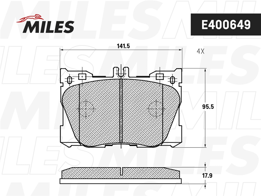 MILES E400649 Колодки тормозные MB W205/W213/GLC (X253/C253) 15- пер. LowMetallic