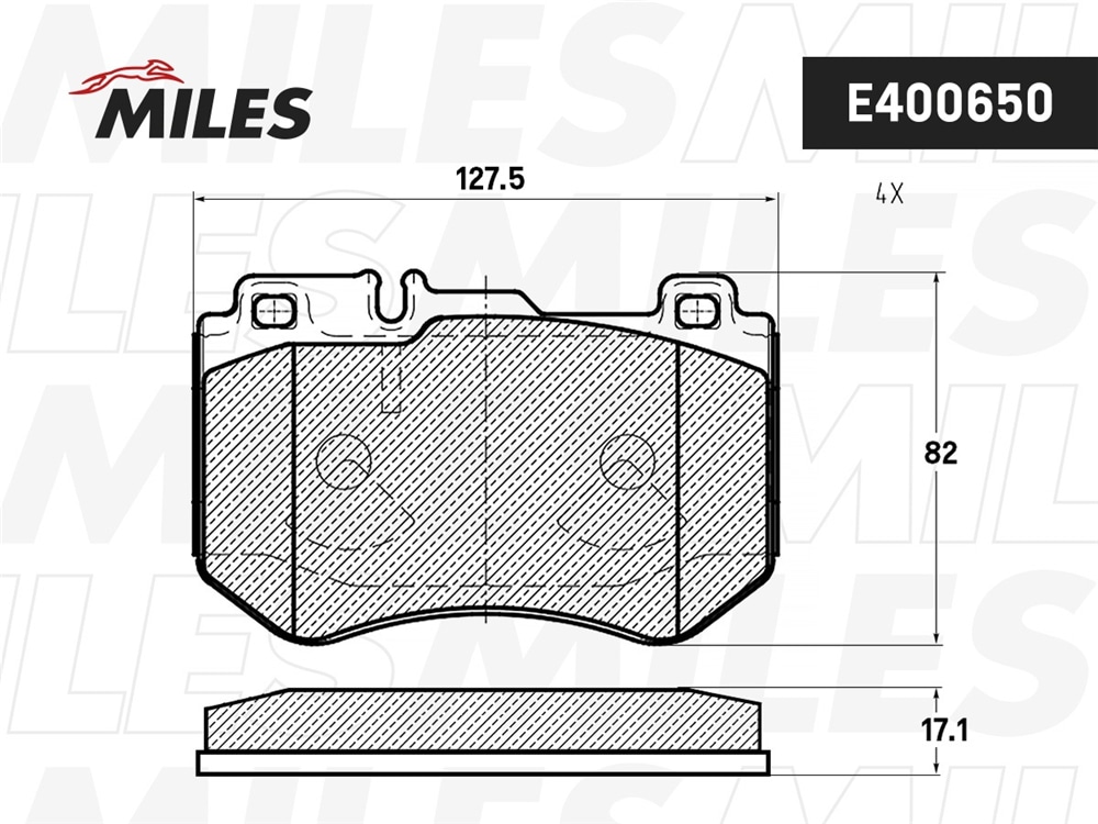 MILES E400650 Колодки тормозные MB W205 14- пер. L 127.7мм LowMetallic