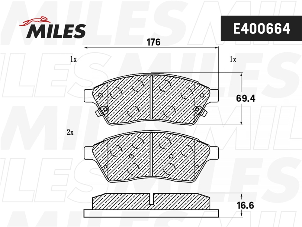 MILES E400664 Колодки тормозные передние (Смесь Low-Metallic) CADILLAC SRX 09- (TRW GDB7872) E400664