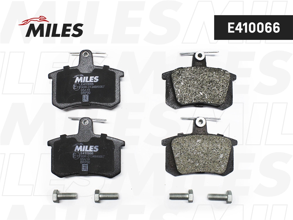MILES E410066 Колодки тормозные задние (без датчика + болты) (Смесь Low-Metallic) (AUDI 100 (C4), 80 (B4), A4 (B5), A6 (C4), A8 (4D )) (TRW GDB1163) E410066