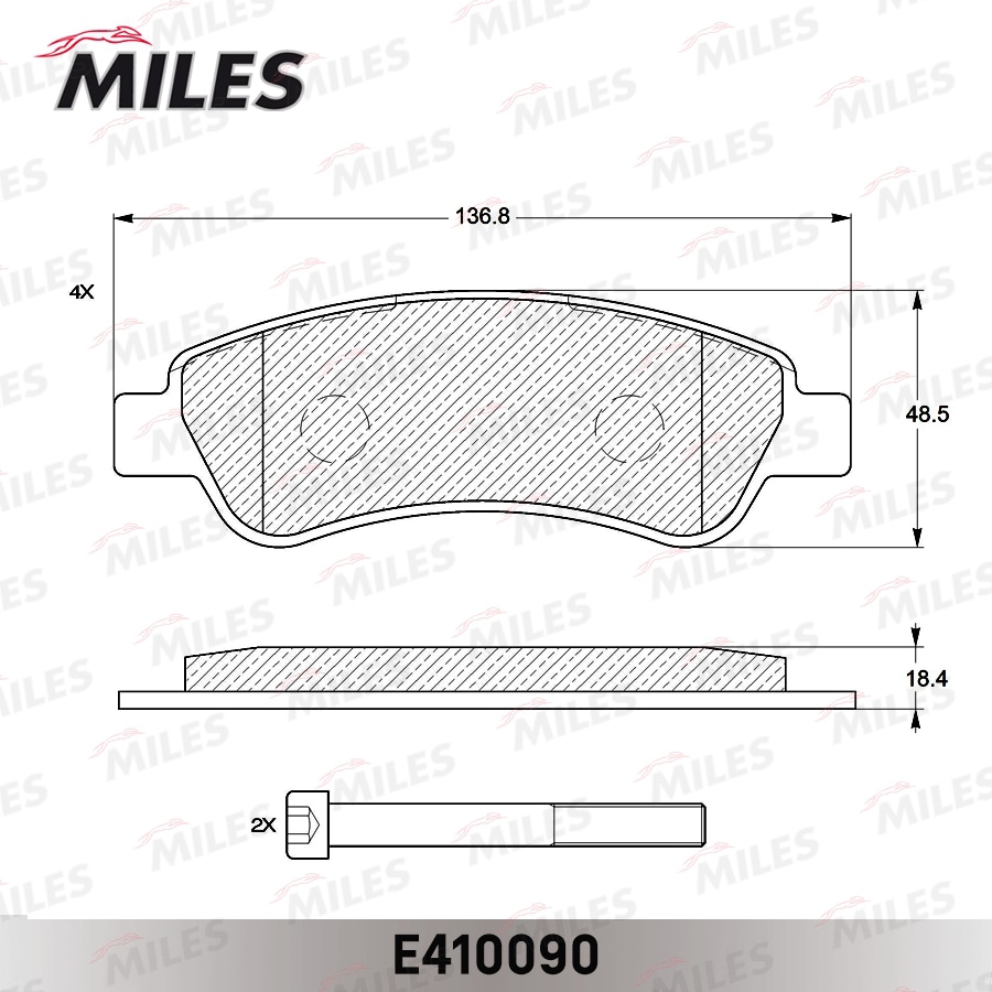 MILES E410090 Колодки тормозные CITROEN JUMPER/FIAT DUCATO/PEUGEOT BOXER 06- зад. LowMetallic