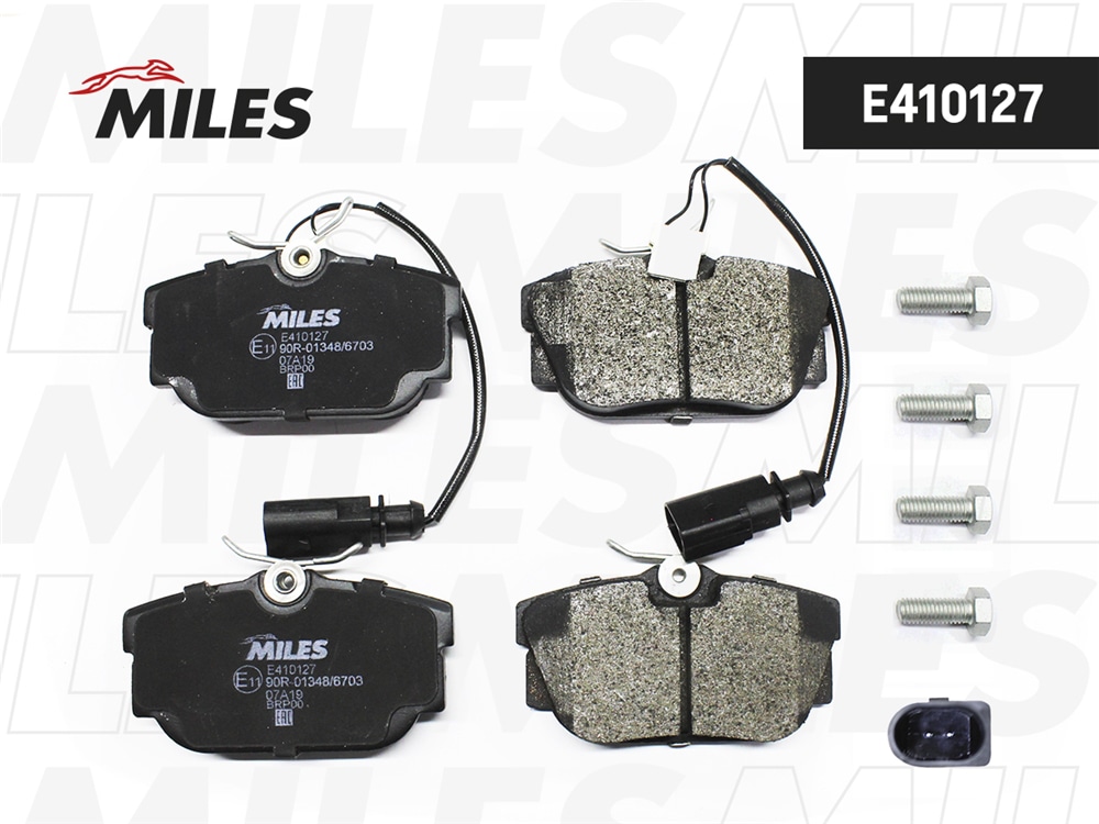 MILES E410127 Колодки тормозные задние (2 датчика) (Смесь Low-Metallic) VOLKSWAGEN T4 96/SHARAN 00/GALAXY R16 0006 (TRW GDB1326) E410127