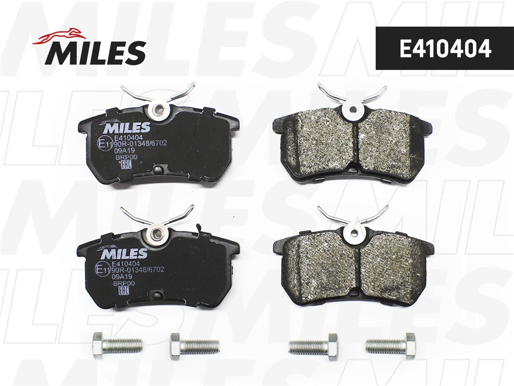 MILES E410404 Колодки тормозные задние (без датчика + болты) (Смесь Low-Metallic) FORD FOCUS 9805/FIESTA 12- (TRW GDB1354) E410404