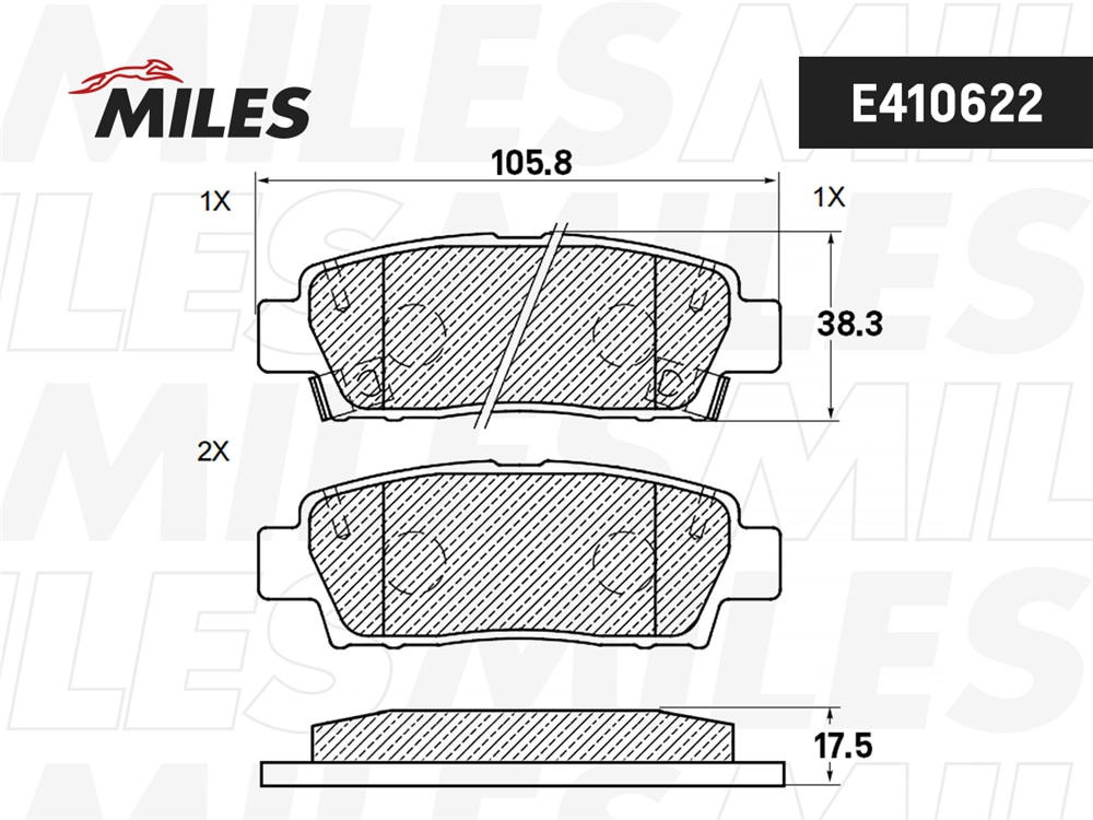 MILES E410622 Колодки тормозные задние (Смесь Low-Metallic) TOYOTA CHASER/CRESTA/MARK II 92-96/CROWN/AVALON 94-01 E410622