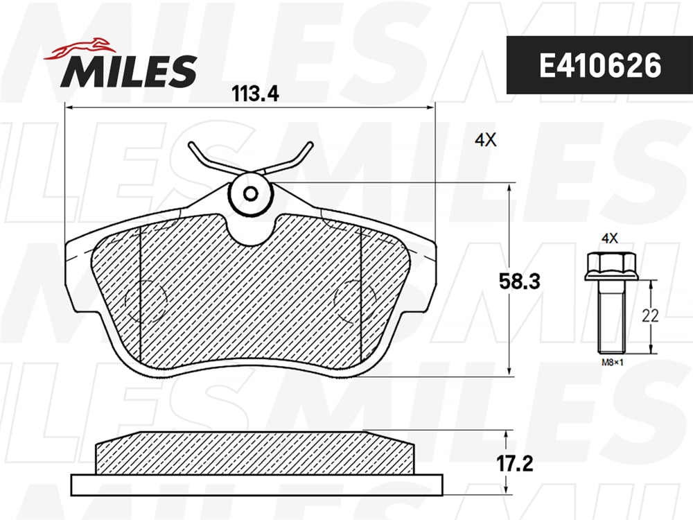 MILES E410626 Колодки тормозные задние (Смесь Low-Metallic) CITROEN JUMPY/FIAT SCUDO/PEUGEOT EXPERT 07- (TRW GDB1740) E410626