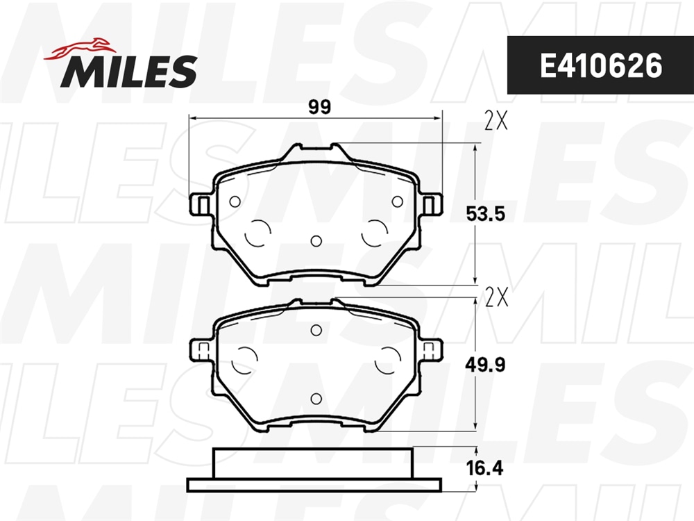 MILES E410633 Колодки тормозные задние (Смесь Low-Metallic)CITROEN C4/PEUGEOT 308 13- (TRW GDB2036) E410633