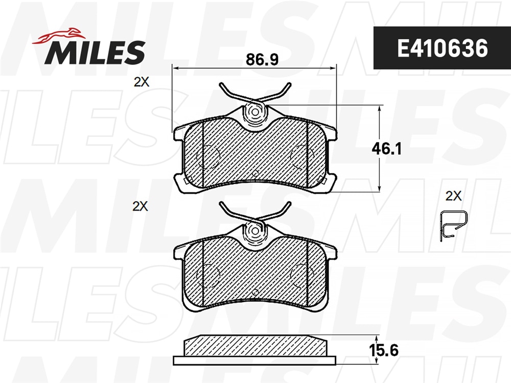 MILES E410636 Колодки тормозные TOYOTA AVENSIS 1.6-2.0 97-03/COROLLA 00-02 зад. LowMetallic