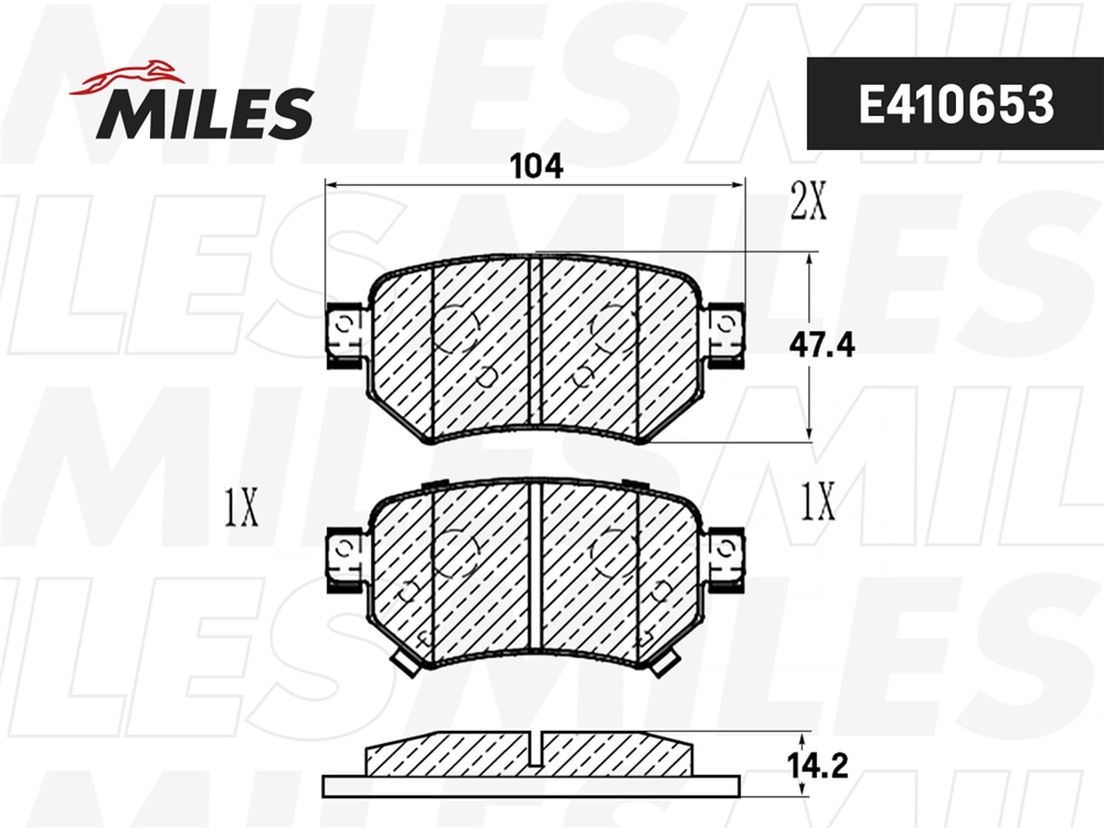 MILES E410653 Колодки тормозные задние (Смесь Low-Metallic)MAZDA 6 12- (TRW GDB3632) E410653