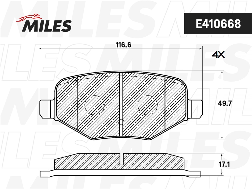 MILES E410668 Колодки тормозные FORD EXPLORER V 11- зад. LowMetallic
