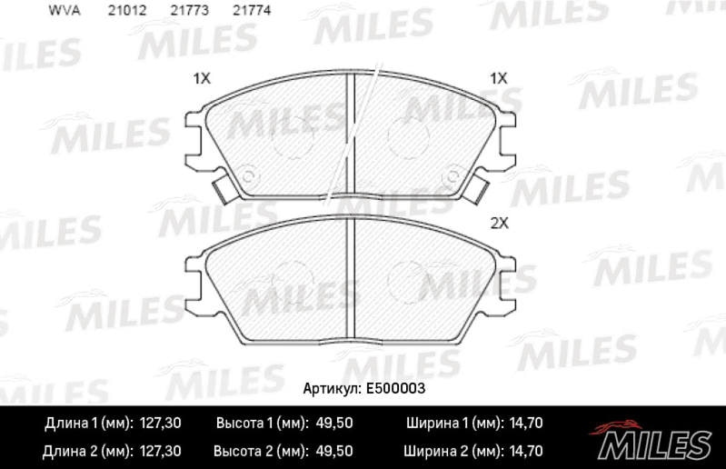 MILES E500003 Колодки тормозные HYUNDAI ACCENT/GETZ пер. Ceramic PRO