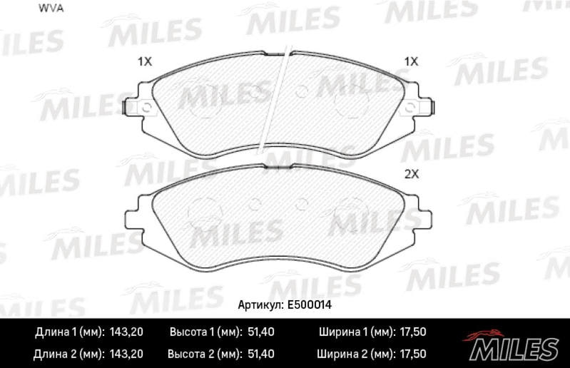 MILES E500014 Колодки тормозные CHEVROLET REZZO/DAEWOO NUBIRA 00-03 пер. Ceramic PRO