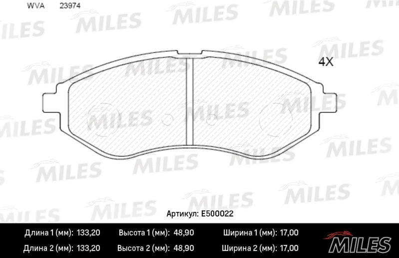 MILES E500022 Колодки тормозные CHEVROLET AVEO 1.2-1.4 06- пер. Ceramic PRO