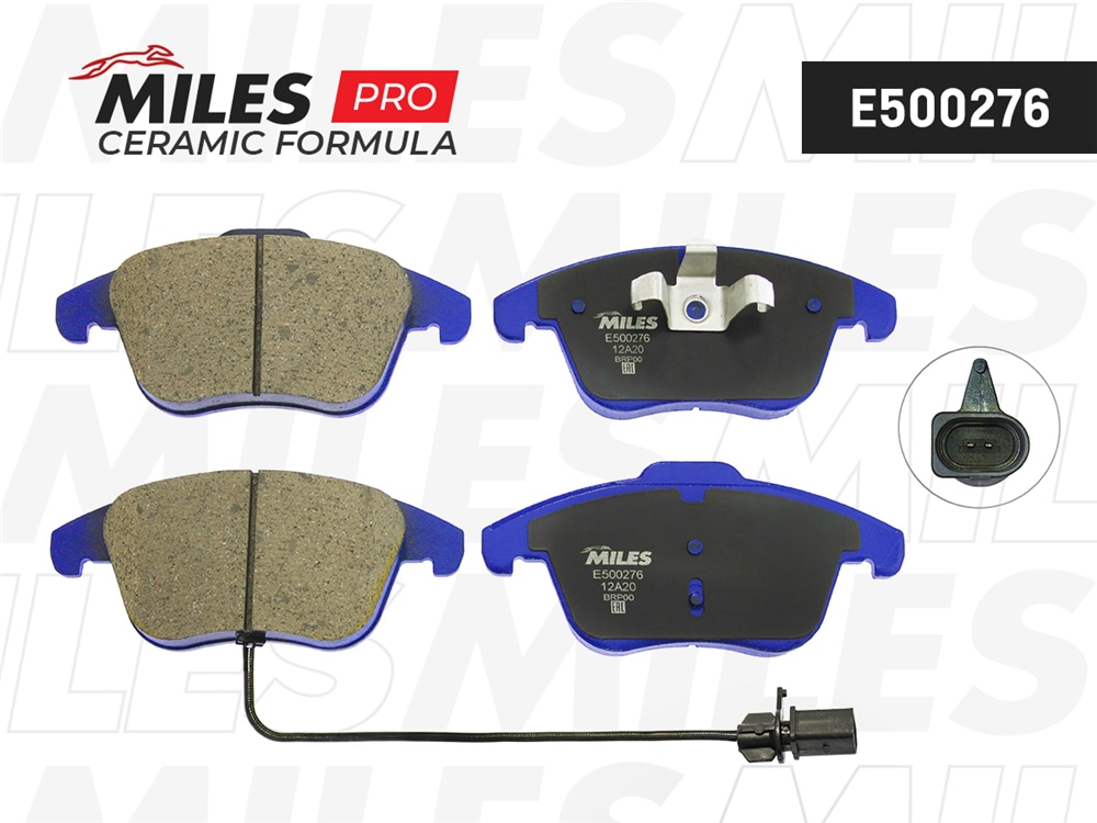MILES E500276 Колодки тормозные передние (с датчиком) (Смесь CERAMIC серия PRO) AUDI A4/A4 ALLROAD/A5 1.8-3.2 07- (TRW GDB1814) E500276