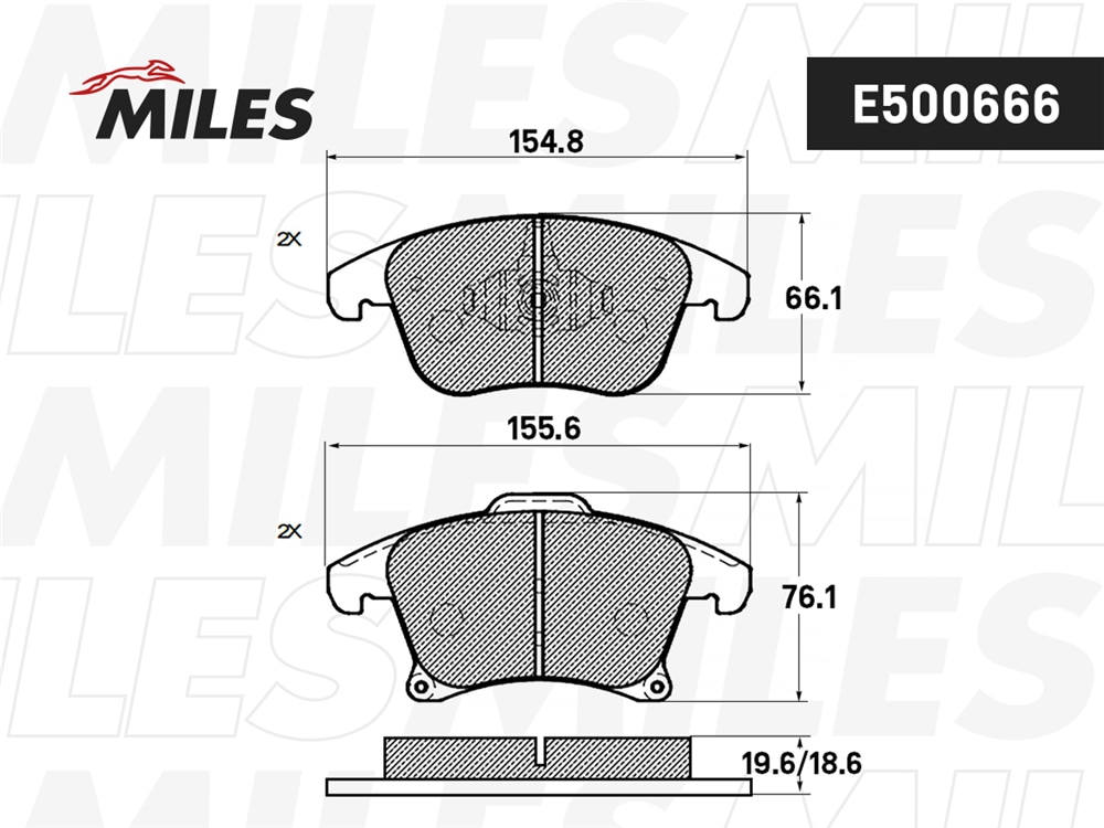 MILES E500666 Колодки тормозные передние (Смесь CERAMIC серия PRO) FORD MONDEO 15-/S-MAX 15- (TRW GDB2092) E500666